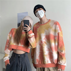 Korean loose tie-dye couple sweater YV43356