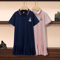 Fashion Polo Collar Short Sleeve Dress yv43245
