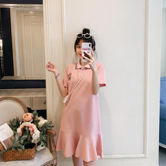 Fashion Polo Collar Short Sleeve Dress yv43245