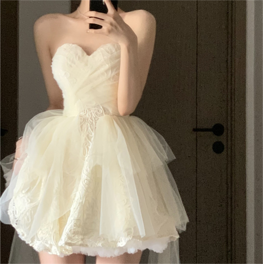 White Lace High Waist Dress YV47176