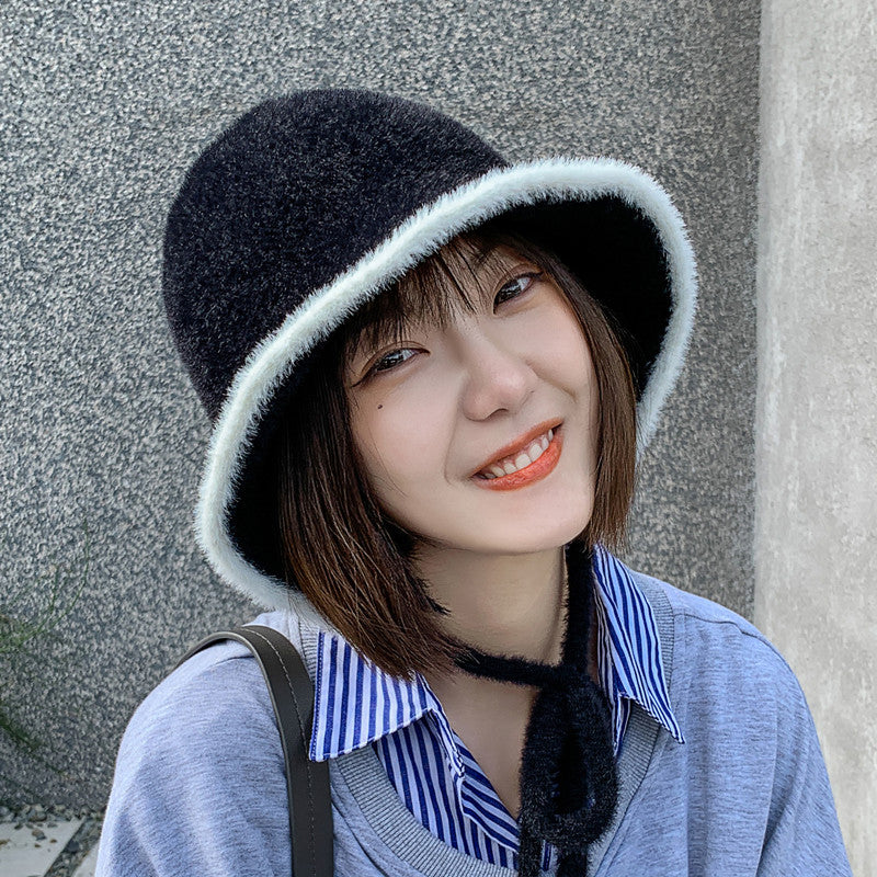 Cute plush knitted fisherman hat yv43531