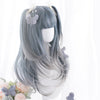 Harajuku blue-gray gradient long curly wig YV43577