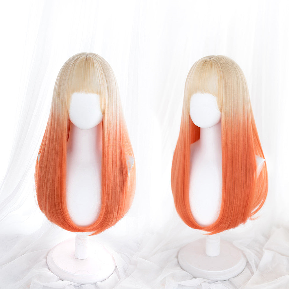 Gradient orange long wig YV43666