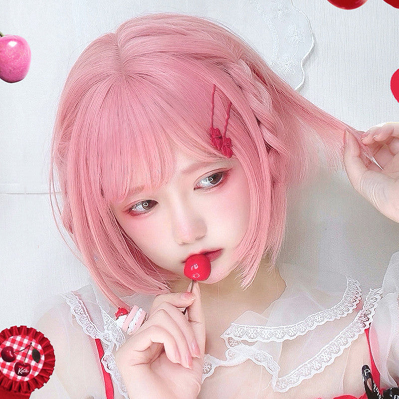 Lolita Pink Short Straight Wig YV46108
