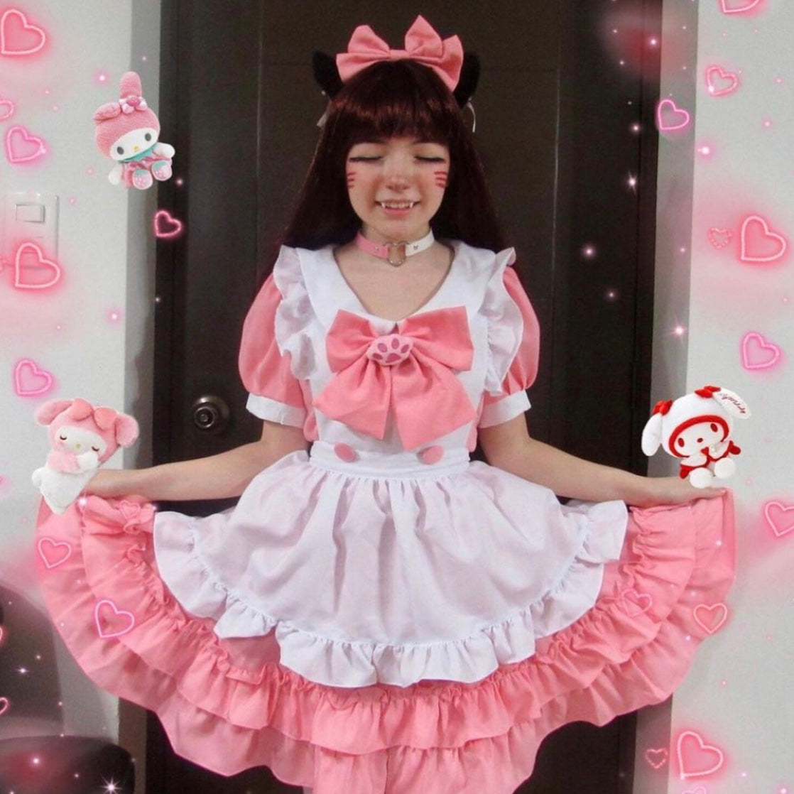 Review for Lolita pink maid dress suit YV43593