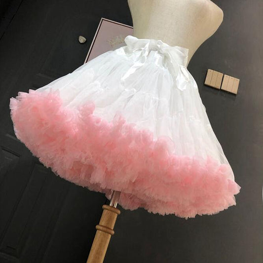 Lolita White Pink Cloud Puff Skirt yv43399