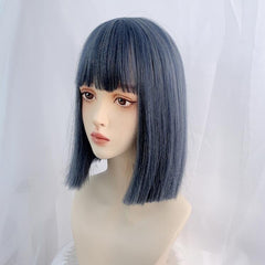 Harajuku style blue gray straight wig yv43396