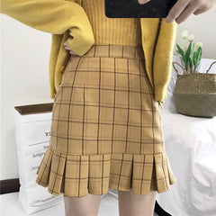 Sexy high waist plaid skirt yv40636
