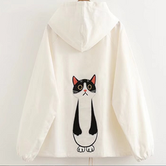 Cute cat embroidery hoodie sweater coat YV2473