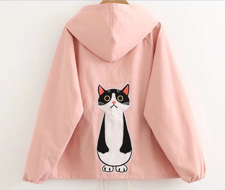 Cute cat embroidery hoodie sweater coat YV2473