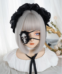 Lolita cute silver white short straight hair YV47134