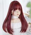 lolita red princess cut straight hair YV47133