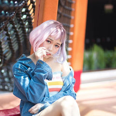 REVIEW FOR LOLITA BLUE PINK GRADIENT COS WIG YV40603