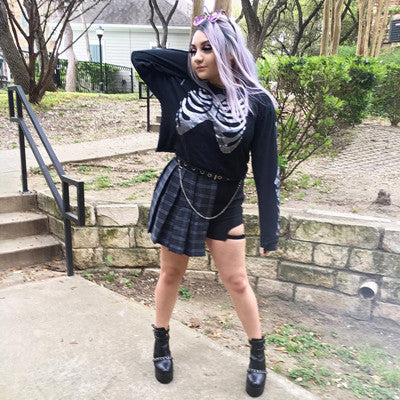 Review For  Hip Hop Irregular Stitching Plaid Skirt YV40288