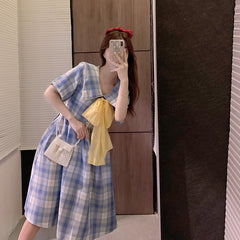 College style sweet plaid dress yv43237