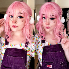 Review for Pink long roll fluffy Lolita wig YV40774