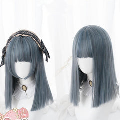 lolita gray blue straight wig YV42996