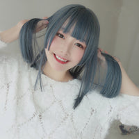lolita gray blue straight wig YV42996