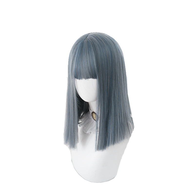 lolita gray blue straight wig YV42996