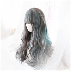 lolita gray blue mixed color wig YV42991