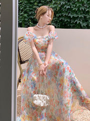 Puff Sleeve Floral Slip Dress yv31476