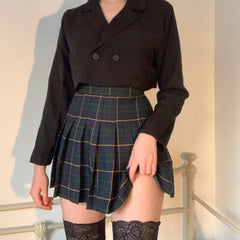 Vintage high waist plaid skirt YV40334