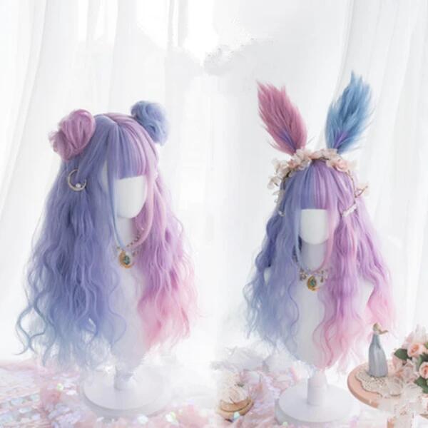 Review for Lolita candy color long roll wig yv42342