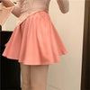 Pink herringbone top skirt suit yv31472