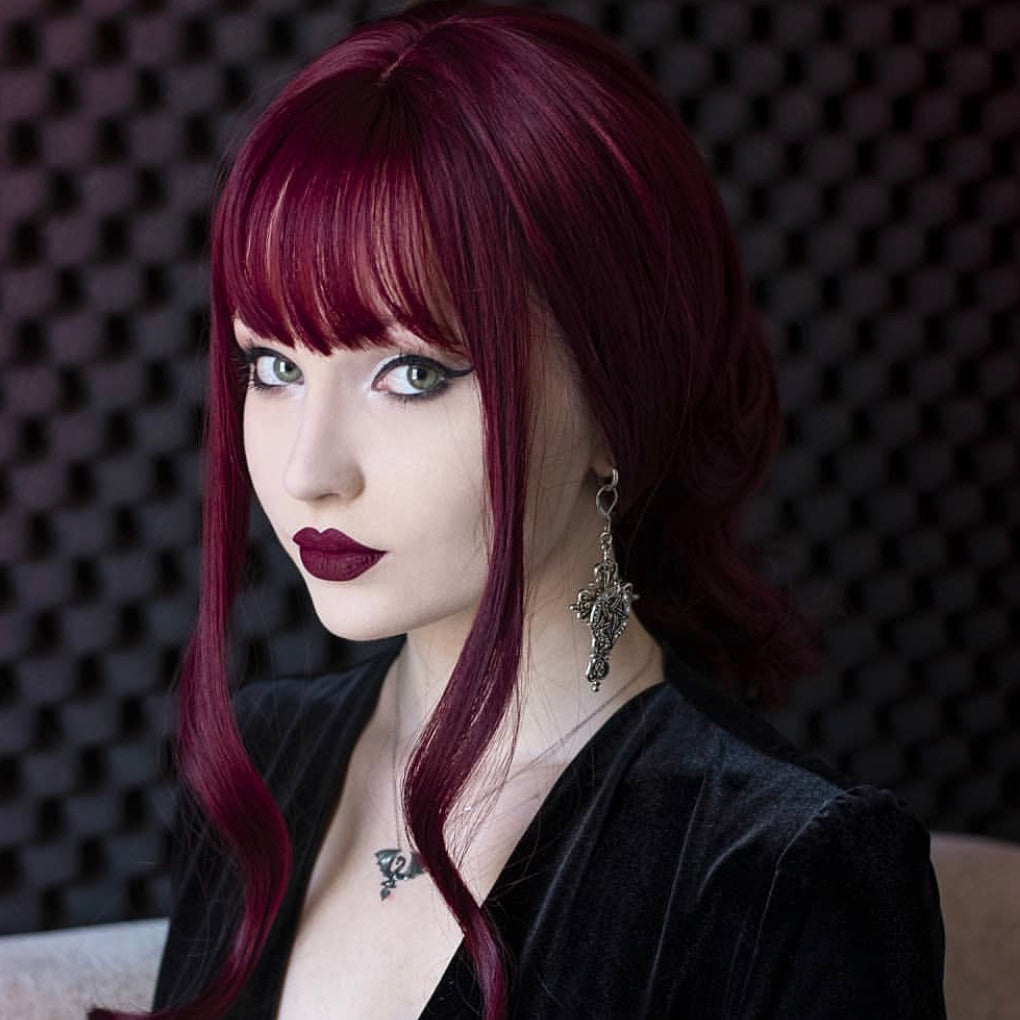 lolita red long curly wig yv42771