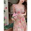 Pink Square Neck Floral Dress yv31481