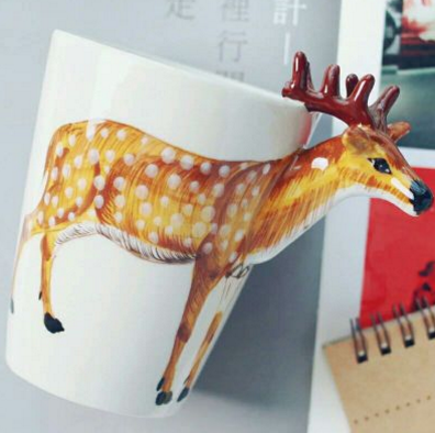 3D Cartoon Elk Ceramic Coffee Cup YV192