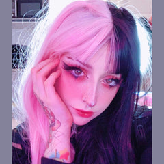 Lolita half black half pink wig yv42195