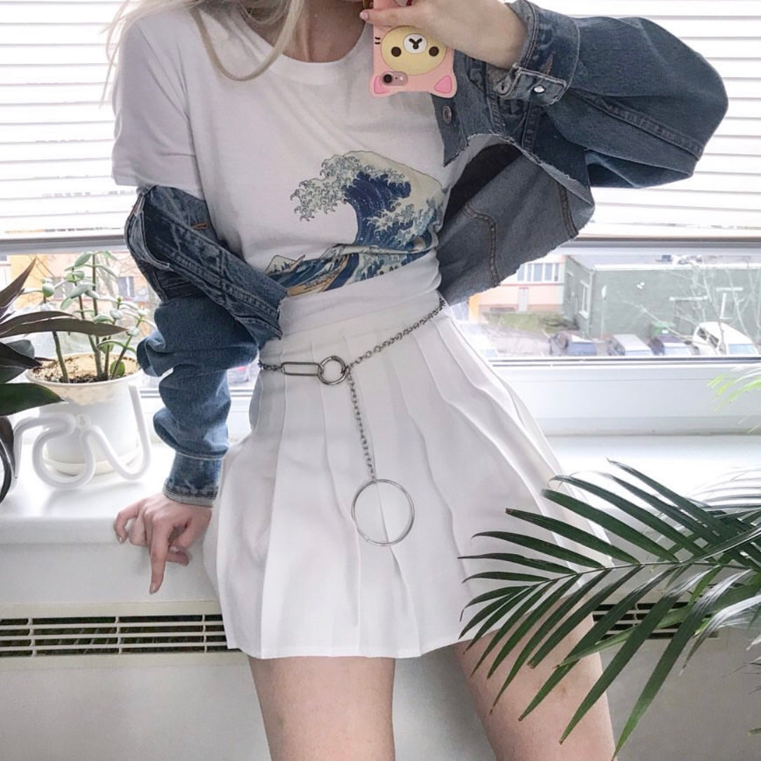 Review For High Waist College Wind Tennis Pleated Skirt YV224