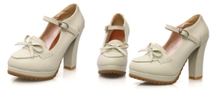 Cute Lolita Mid Heel Bow Shoes YV8067