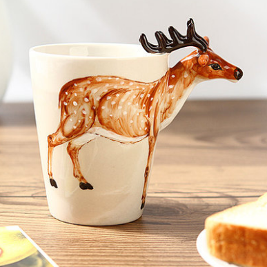 3D Cartoon Elk Ceramic Coffee Cup YV192