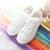 Gradient Shoelace Flats Korean White Canvas Shoes YV477