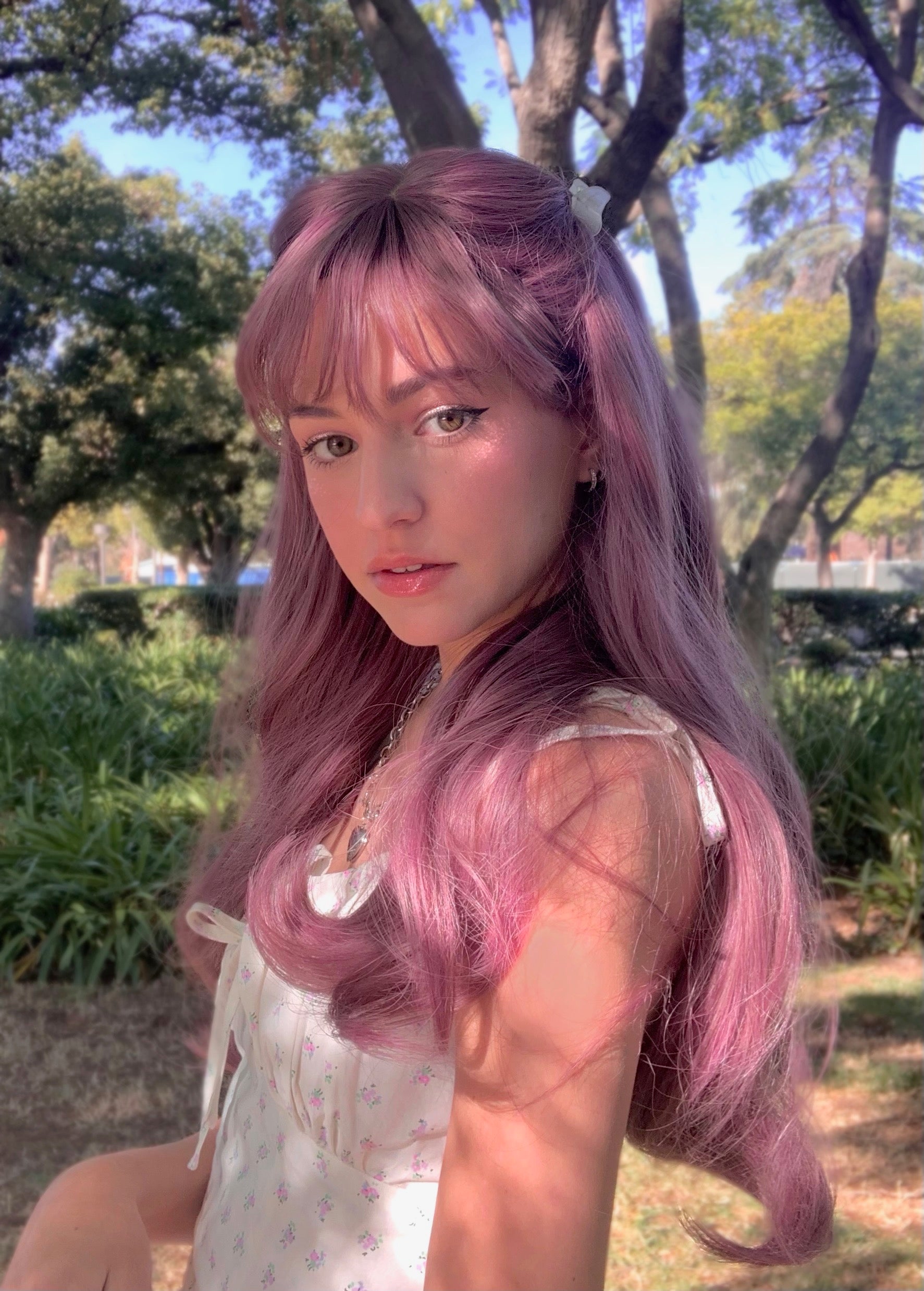 Fashion light purple curly wig yv43422