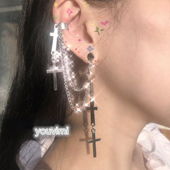Punk cross chain earrings yv42081