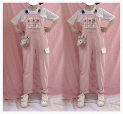 Cute bear strawberry strap pants yv43435