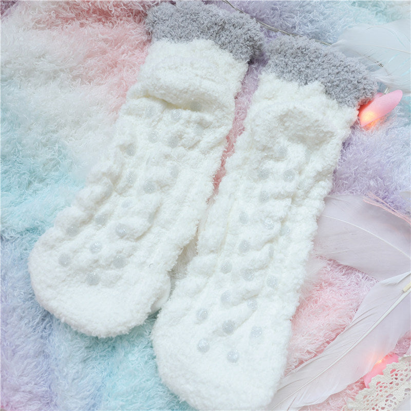 Coral velvet cartoon cute warm socks YV40846