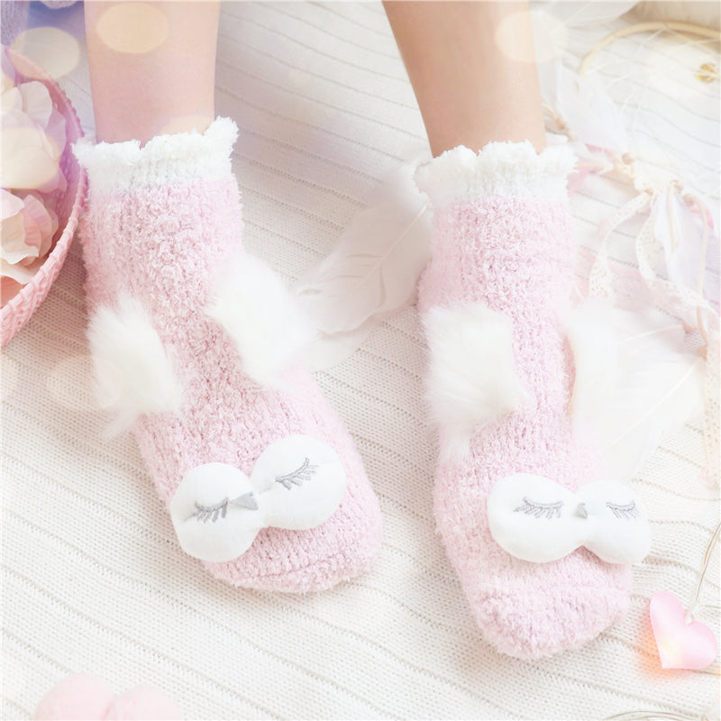Coral velvet cartoon cute warm socks YV40846