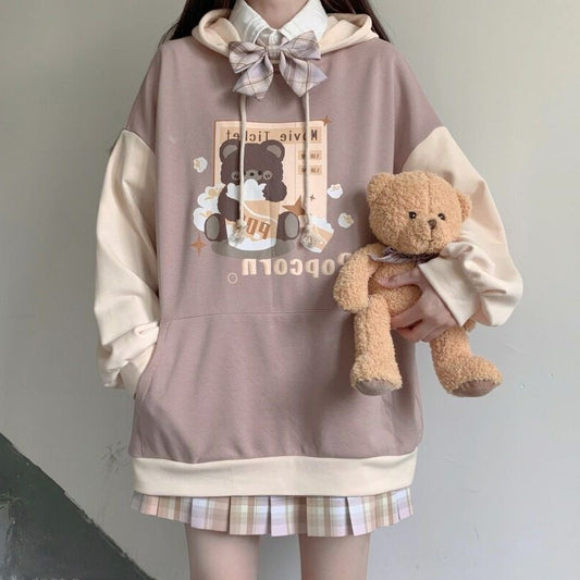 Cute bear print hoodie YV43595