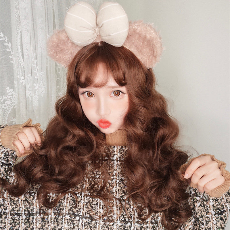 Review For Half Blue Half Powder Big Wave Wig YV40408 main image 0