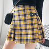 Yellow plaid pleated skirt YV41127