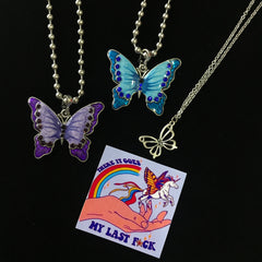 Cute vintage butterfly necklace yv42233