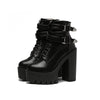 Punk fashion black high heels YV40916