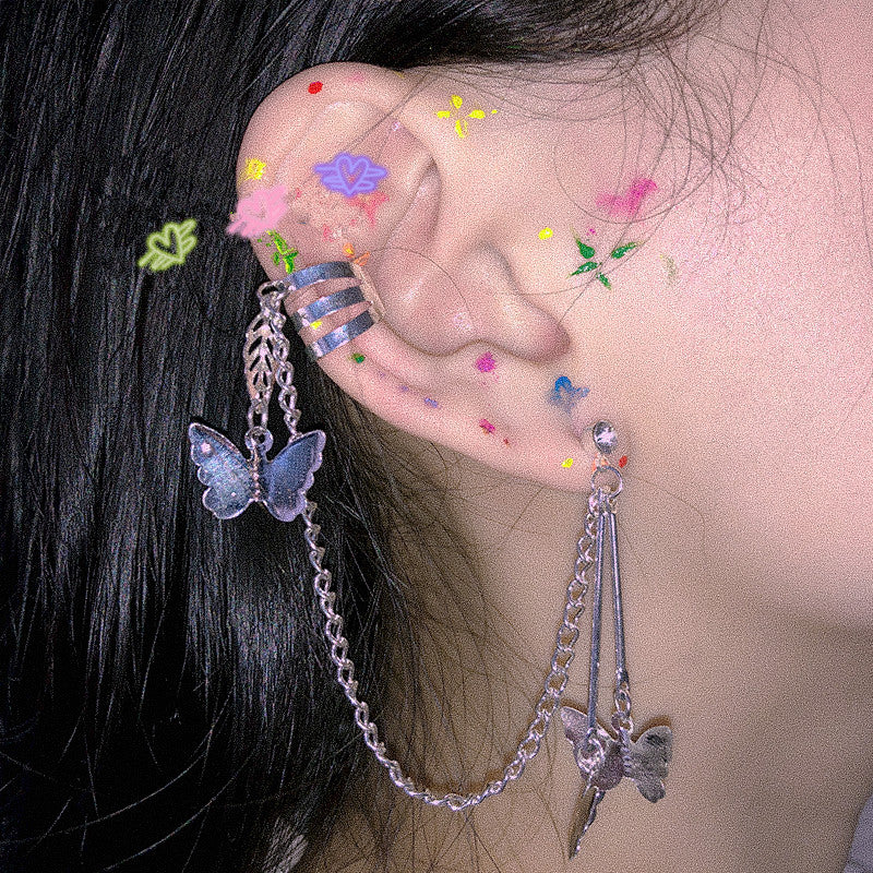 Butterfly ear bone clip earrings yv42058