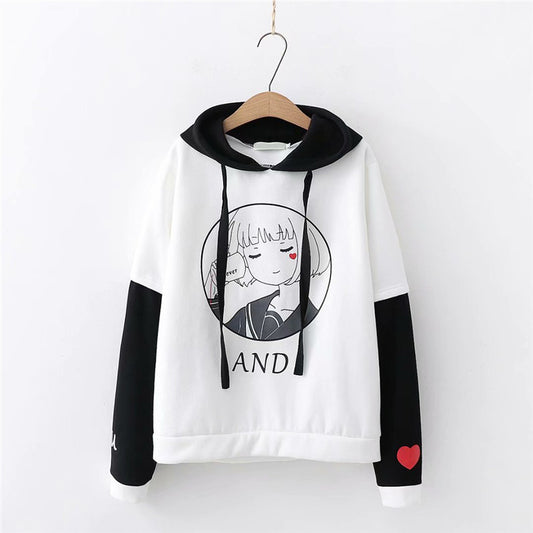 Anime print hooded sweater YV43643