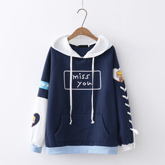 Japanese "miss you" hooded sweater yv40549