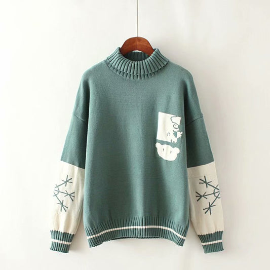 Cute cartoon snowflake high neck sweater YV40840